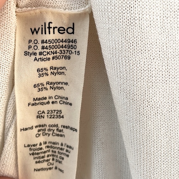 Aritzia Wilfred Light Knit Sheer Asymmetrical White Sweater, size M - Picture 6 of 6